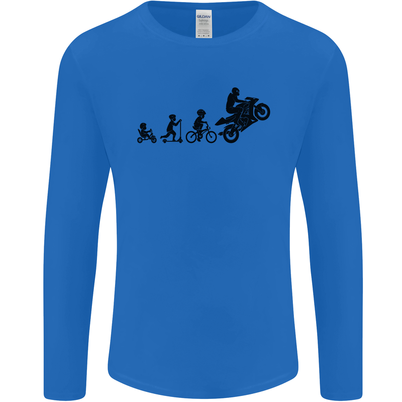 Motorbike Evolution Funny Biker Motorcycle Mens Long Sleeve T-Shirt Royal Blue
