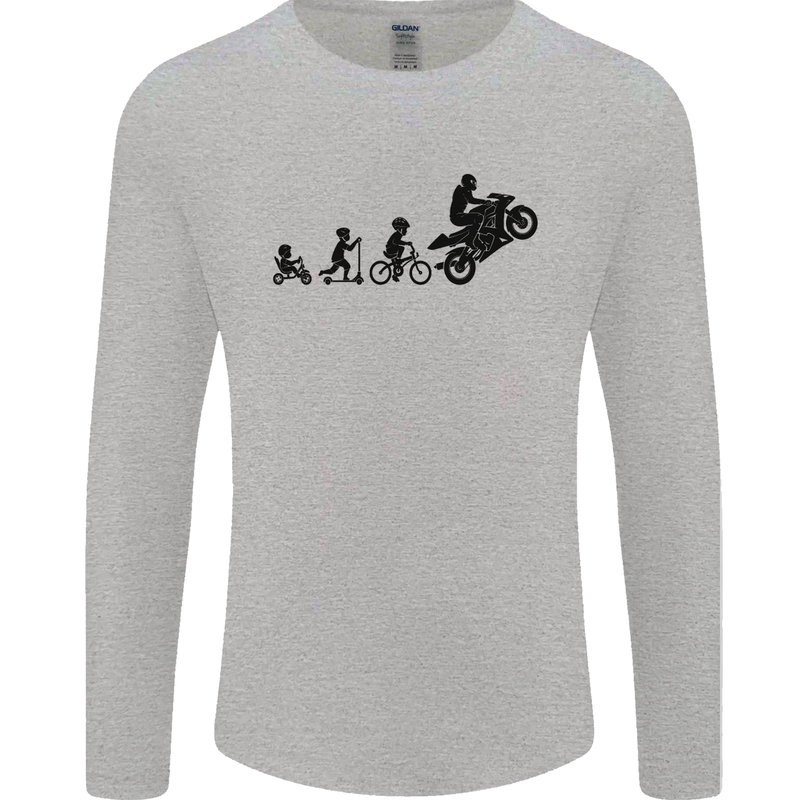 Motorbike Evolution Funny Biker Motorcycle Mens Long Sleeve T-Shirt Sports Grey