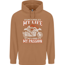 Motorbike It's My Passion Biker Motorcycle Mens 80% Cotton Hoodie Caramel Latte