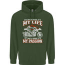 Motorbike It's My Passion Biker Motorcycle Mens 80% Cotton Hoodie Forest Green