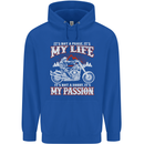 Motorbike It's My Passion Biker Motorcycle Mens 80% Cotton Hoodie Royal Blue