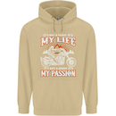 Motorbike It's My Passion Biker Motorcycle Mens 80% Cotton Hoodie Sand