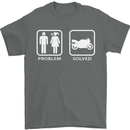 Motorbike Problem Solved Biker Motorcycle Mens T-Shirt Cotton Gildan Charcoal