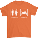 Motorbike Problem Solved Biker Motorcycle Mens T-Shirt Cotton Gildan Orange