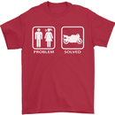 Motorbike Problem Solved Biker Motorcycle Mens T-Shirt Cotton Gildan Red