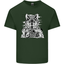 Motorbike Wolf Biker Motorcycle Motorbike Mens Cotton T-Shirt Tee Top Forest Green