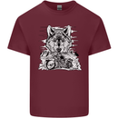 Motorbike Wolf Biker Motorcycle Motorbike Mens Cotton T-Shirt Tee Top Maroon