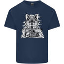 Motorbike Wolf Biker Motorcycle Motorbike Mens Cotton T-Shirt Tee Top Navy Blue