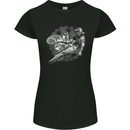 Motorcross Jump Dirt Bike MotoX Motosports Womens Petite Cut T-Shirt Black