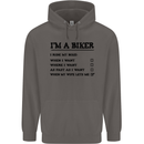 Motorcycle I'm a Biker When My Wife Funny Mens 80% Cotton Hoodie Charcoal