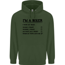Motorcycle I'm a Biker When My Wife Funny Mens 80% Cotton Hoodie Forest Green