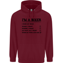 Motorcycle I'm a Biker When My Wife Funny Mens 80% Cotton Hoodie Maroon