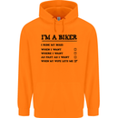 Motorcycle I'm a Biker When My Wife Funny Mens 80% Cotton Hoodie Orange