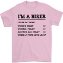 Motorcycle I'm a Biker When My Wife Funny Mens T-Shirt Cotton Gildan Light Pink
