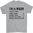 Motorcycle I'm a Biker When My Wife Funny Mens T-Shirt Cotton Gildan Sports Grey