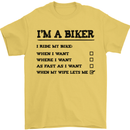 Motorcycle I'm a Biker When My Wife Funny Mens T-Shirt Cotton Gildan Yellow