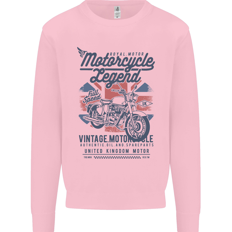 Motorcycle Legend Biker Motorcycle Chopper Mens Sweatshirt Jumper Light Pink