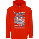 Motorcycle Legend Biker Union Jack British Mens 80% Cotton Hoodie Bright Red
