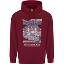 Motorcycle Legend Biker Union Jack British Mens 80% Cotton Hoodie Maroon