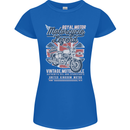 Motorcycle Legend Biker Union Jack British Womens Petite Cut T-Shirt Royal Blue