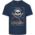 Motorcycle Road Race Biker Motorbike Skull Mens Cotton T-Shirt Tee Top Navy Blue