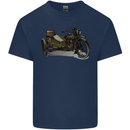 Motorcycle and Sidecar Biker Motorbike Mens Cotton T-Shirt Tee Top Navy Blue