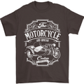 Motorcycle and Sidecar Biker Motorbike Mens T-Shirt Cotton Gildan Dark Chocolate