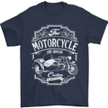 Motorcycle and Sidecar Biker Motorbike Mens T-Shirt Cotton Gildan Navy Blue