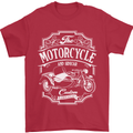 Motorcycle and Sidecar Biker Motorbike Mens T-Shirt Cotton Gildan Red