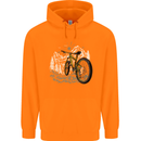 Mountain Bike Bicycle Cycling Cyclist MTB Mens 80% Cotton Hoodie Orange