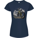 Mountain Bike Bicycle Cycling Cyclist MTB Womens Petite Cut T-Shirt Navy Blue