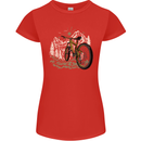 Mountain Bike Bicycle Cycling Cyclist MTB Womens Petite Cut T-Shirt Red