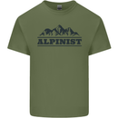 Mountains Alpinist Hiking Climbing Climber Mens Cotton T-Shirt Tee Top Military Green