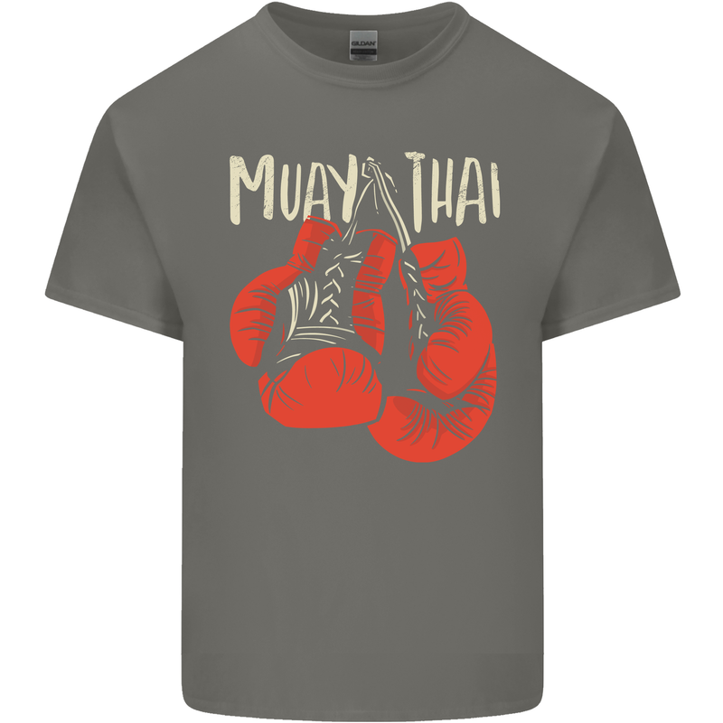 Muay Thai Boxing Gloves MMA Mens Cotton T-Shirt Tee Top Charcoal