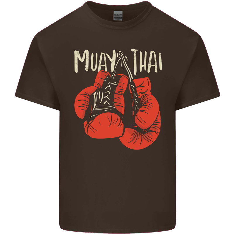Muay Thai Boxing Gloves MMA Mens Cotton T-Shirt Tee Top Dark Chocolate