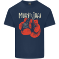 Muay Thai Boxing Gloves MMA Mens Cotton T-Shirt Tee Top Navy Blue