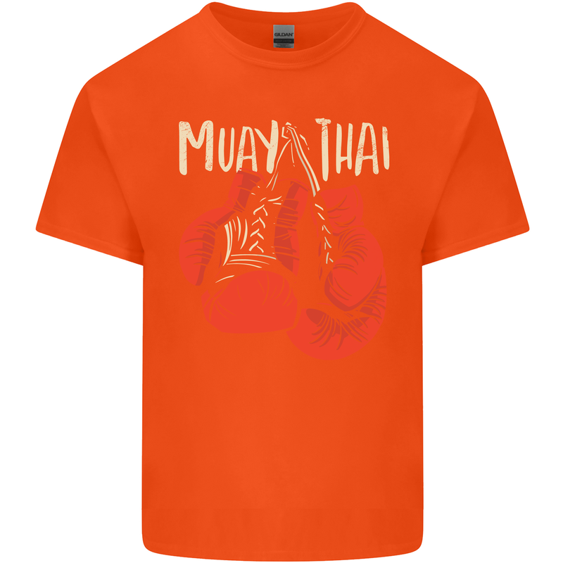 Muay Thai Boxing Gloves MMA Mens Cotton T-Shirt Tee Top Orange