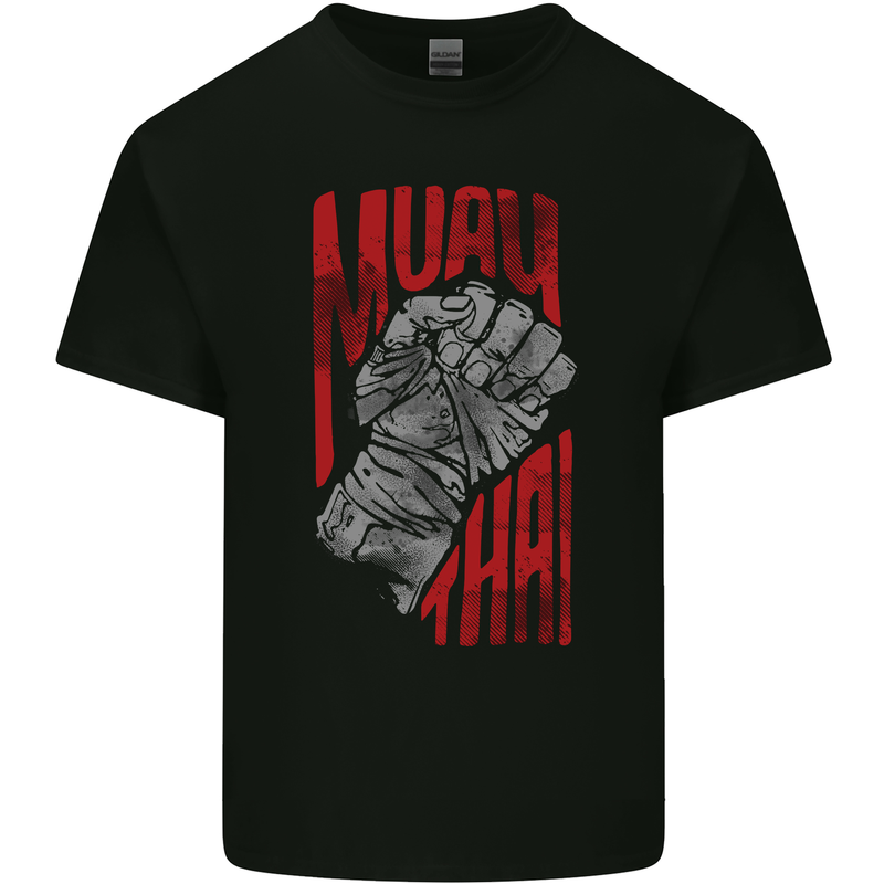 Muay Thai Fighter Fist MMA Martial Arts Mens Cotton T-Shirt Tee Top Black