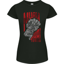 Muay Thai Fighter Fist MMA Martial Arts Womens Petite Cut T-Shirt Black