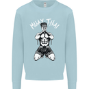 Muay Thai Fighter Mixed Martial Arts MMA Mens Sweatshirt Jumper Light Blue