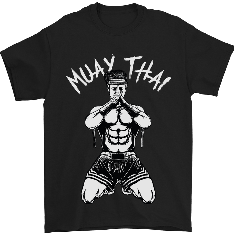 Muay Thai Fighter Mixed Martial Arts MMA Mens T-Shirt Cotton Gildan Black