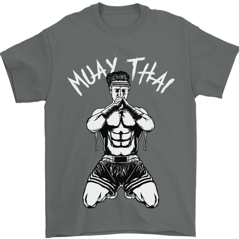 Muay Thai Fighter Mixed Martial Arts MMA Mens T-Shirt Cotton Gildan Charcoal