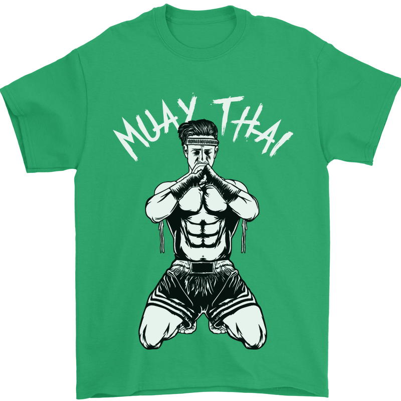 Muay Thai Fighter Mixed Martial Arts MMA Mens T-Shirt Cotton Gildan Irish Green