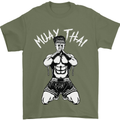 Muay Thai Fighter Mixed Martial Arts MMA Mens T-Shirt Cotton Gildan Military Green