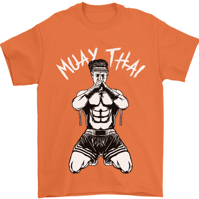 Muay Thai Fighter Mixed Martial Arts MMA Mens T-Shirt Cotton Gildan Orange