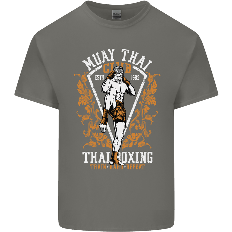 Muay Thai Fighter Warrior MMA Martial Arts Mens Cotton T-Shirt Tee Top Charcoal
