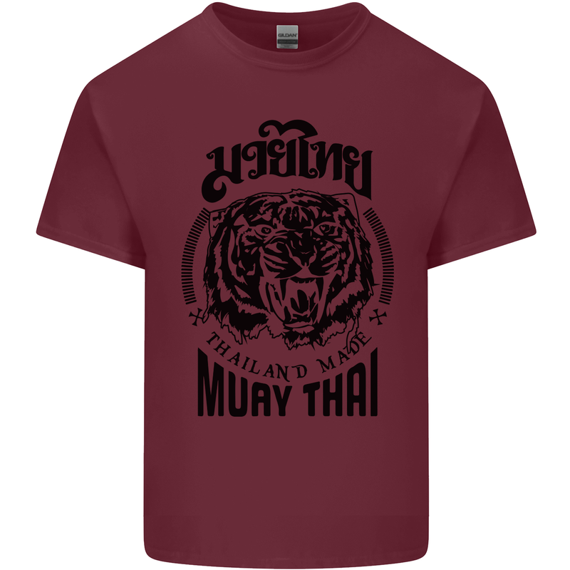Muay Thai Fighter Warrior MMA Martial Arts Mens Cotton T-Shirt Tee Top Maroon
