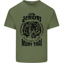 Muay Thai Fighter Warrior MMA Martial Arts Mens Cotton T-Shirt Tee Top Military Green