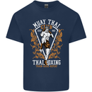 Muay Thai Fighter Warrior MMA Martial Arts Mens Cotton T-Shirt Tee Top Navy Blue