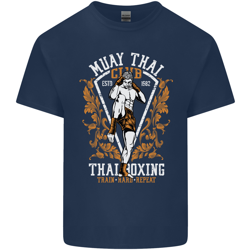 Muay Thai Fighter Warrior MMA Martial Arts Mens Cotton T-Shirt Tee Top Navy Blue